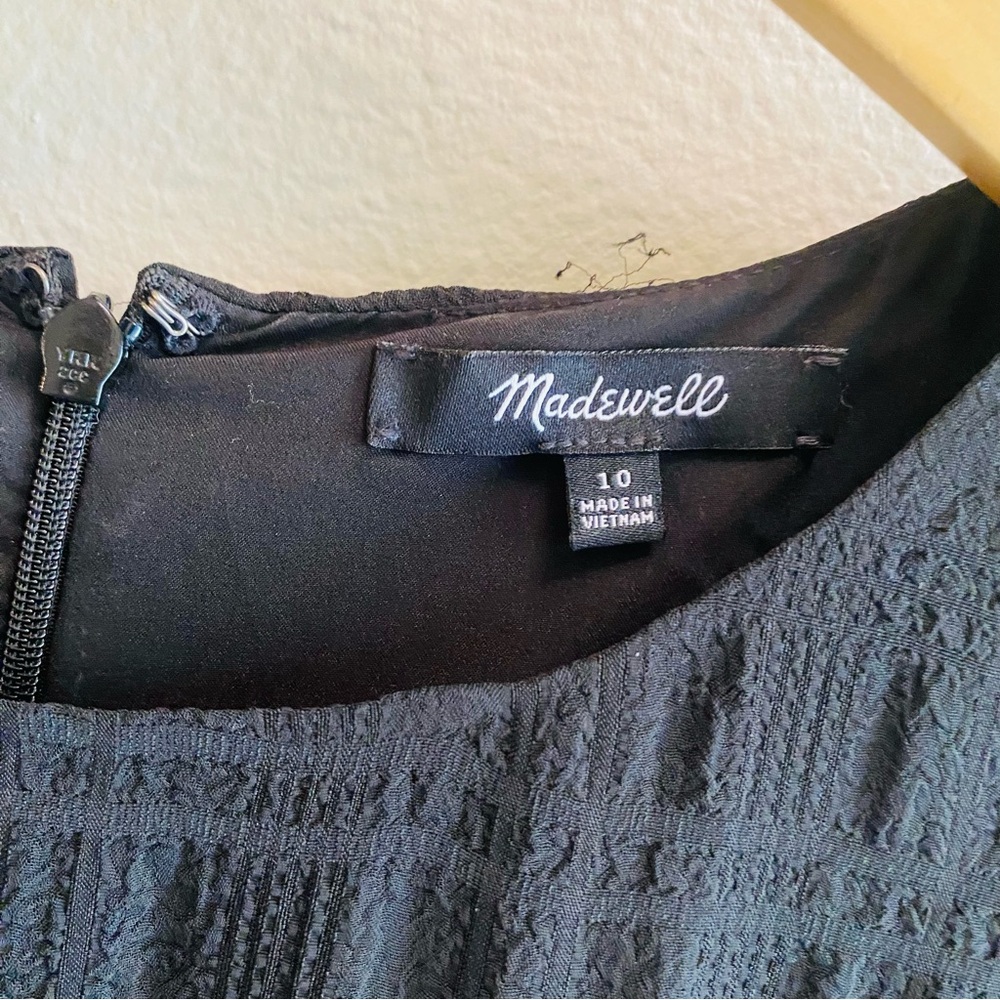 Madewell Puff Sleeve Ruffle Hem Mini Dress Black Style #MC329 - Picture 7 of 9